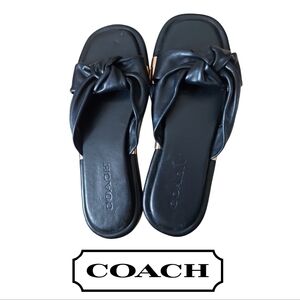 Coach Black Leather Sandal Slides